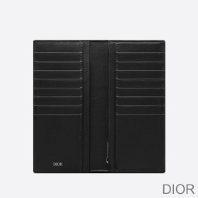 Large Dior Vertical Wallet CD Diamond Motif Canvas Black