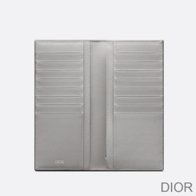 Large Dior Vertical Wallet CD Diamond Motif Canvas Grey