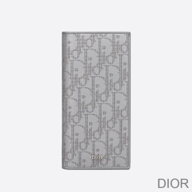 Large Dior Vertical Wallet Oblique Galaxy Leather Grey
