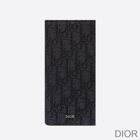 Large Dior Vertical Wallet Oblique Motif Canvas Black