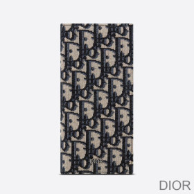 Large Dior Vertical Wallet Oblique Motif Canvas Blue
