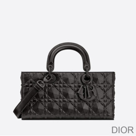 Dior Medium Lady D Joy Bag Ultramatte Cannage Calfskin with Diamond Motif Black