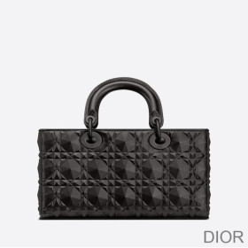 Dior Medium Lady D Joy Bag Ultramatte Cannage Calfskin with Diamond Motif Black