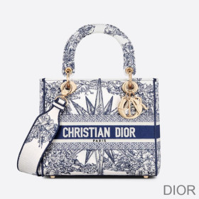 Dior Medium Lady D lite Bag Reve d''Infini Motif Canvas Blue