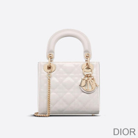 Mini Lady Dior Bag Patent Cannage Calfskin White