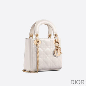 Mini Lady Dior Bag Patent Cannage Calfskin White