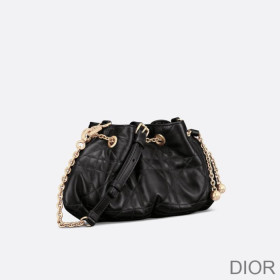 Small Dior Ammi Bag Macrocannage Lambskin Black