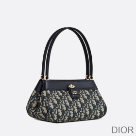 Small Dior Key Bag Oblique Motif Canvas Blue