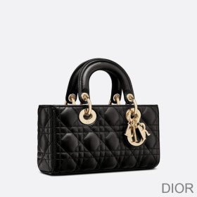 Small Dior Lady D Joy Bag Cannage Lambskin Black
