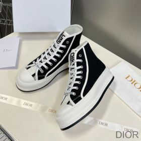 Dior Walk''N'' High Top Platform Sneakers Women Canvas Black