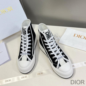 Dior Walk''N'' High Top Platform Sneakers Women Canvas Black