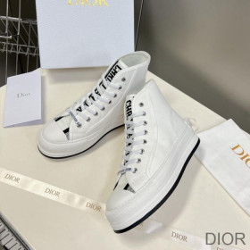 Dior Walk''N'' High Top Platform Sneakers Women Canvas White