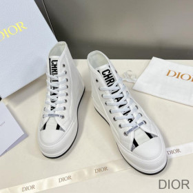 Dior Walk''N'' High Top Platform Sneakers Women Canvas White