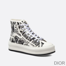 Dior Walk''N'' High Top Platform Sneakers Women Plan de Paris Motif Canvas Black