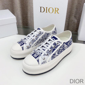Dior Walk''N'' Platform Sneakers Women Jardin d''Hiver Motif Canvas Blue