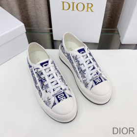 Dior Walk''N'' Platform Sneakers Women Jardin d''Hiver Motif Canvas Blue