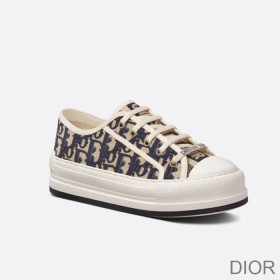 Dior Walk''N'' Platform Sneakers Women Oblique Motif Canvas Blue