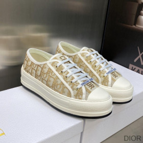 Dior Walk''N'' Platform Sneakers Women Oblique Motif Canvas Gold