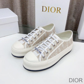 Dior Walk''N'' Platform Sneakers Women Oblique Motif Canvas Khaki
