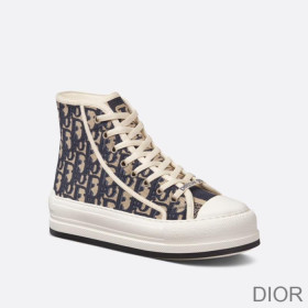 Dior Walk''N'' High Top Platform Sneakers Women Oblique Motif Canvas Blue