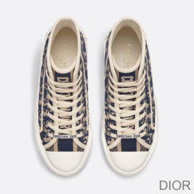 Dior Walk''N'' High Top Platform Sneakers Women Oblique Motif Canvas Blue
