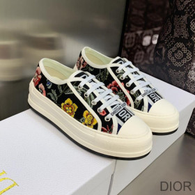Dior Walk''N'' Platform Sneakers Unisex Petites Fleurs Motif Canvas Black