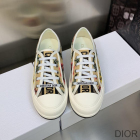 Dior Walk''N'' Platform Sneakers Unisex Petites Fleurs Motif Canvas White
