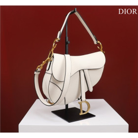 Dior Saddle Bag With Strap M0455 White Grained Calfskin