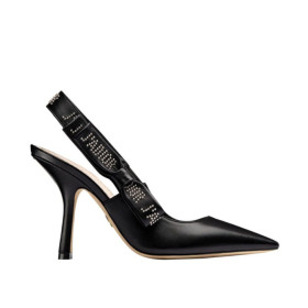 Dior Women's ja Dior high-heeled shoe Black lambskin with studs Black