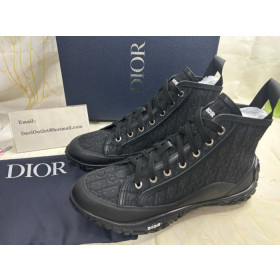 Dior B28 High Top Sneakers Unisex Oblique Motif Canvas and Rubber Black