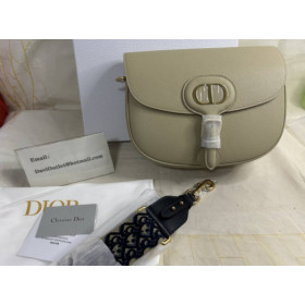 Dior Bobby Bag Rope Beige Grained Calfskin with Blue Dior Oblique Embroidered Shoulder Strap