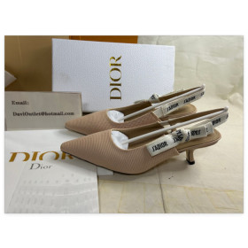 Dior J''Adior Slingback Pumps 65mm Satin and Cotton Beige