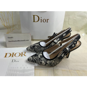 Dior J''Adior Slingback Pumps Women Toile de Jouy Voyage Motif Cotton White