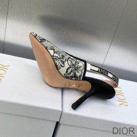 Dior J''Adior Slingback Pumps Women Toile de Jouy Voyage Motif Cotton White
