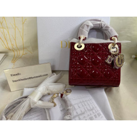 Dior Mini Lady Dior Bag Cherry Red Patent Cannage Calfskin