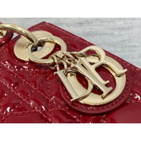 Dior Mini Lady Dior Bag Cherry Red Patent Cannage Calfskin