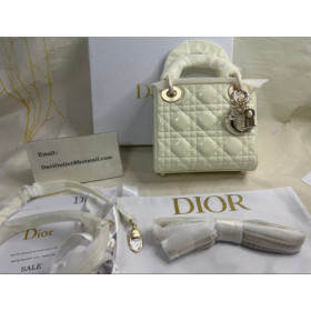 Dior Mini Lady Dior Bag Patent Cannage Calfskin White