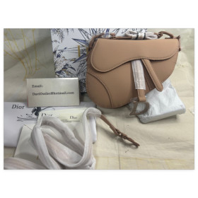 Dior Saddle Bag with Strap Grained Calfskin Powder Pink