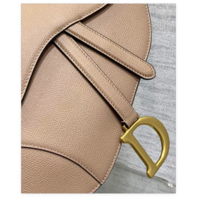 Dior Saddle Bag with Strap Grained Calfskin Powder Pink