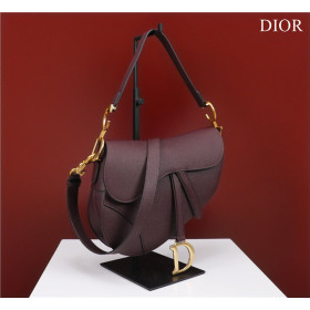 Dior Saddle Bag With Strap M0455 Burgundy Grained Calfskin