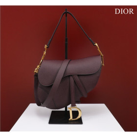 Dior Saddle Bag With Strap M0455 Burgundy Grained Calfskin