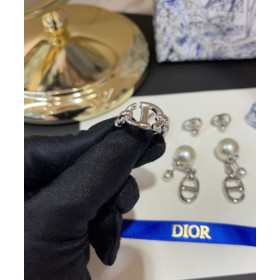 Dior Women's CD Navy Ring Silver