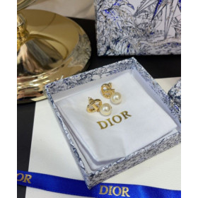 Dior Women's CD Navy Earrings Golden