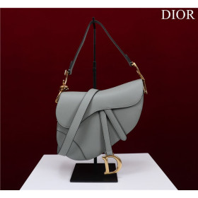 Dior Saddle Bag With Strap M0455 Stone Gray Grained Calfskin