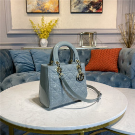 Dior Medium Lady Dior Bag M0565 Gray Patent