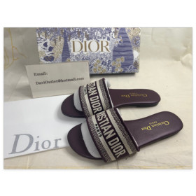 Dior Dway Slides Women Canvas Burgundy