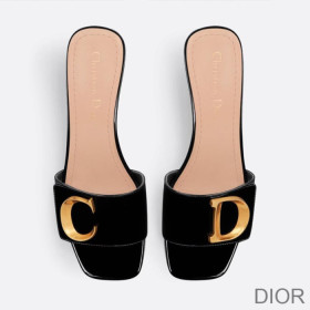 C''est Dior Heeled Slides Women Patent Leather Black