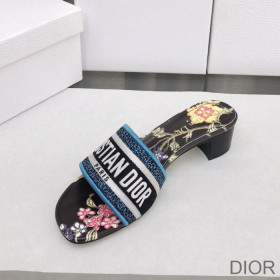 Dior Dway Heeled Slides Women Petites Fleurs Motif Canvas Black