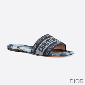Dior Dway Slides Women Tie & Dye Motif Canvas Blue