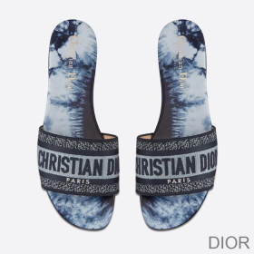 Dior Dway Slides Women Tie & Dye Motif Canvas Blue